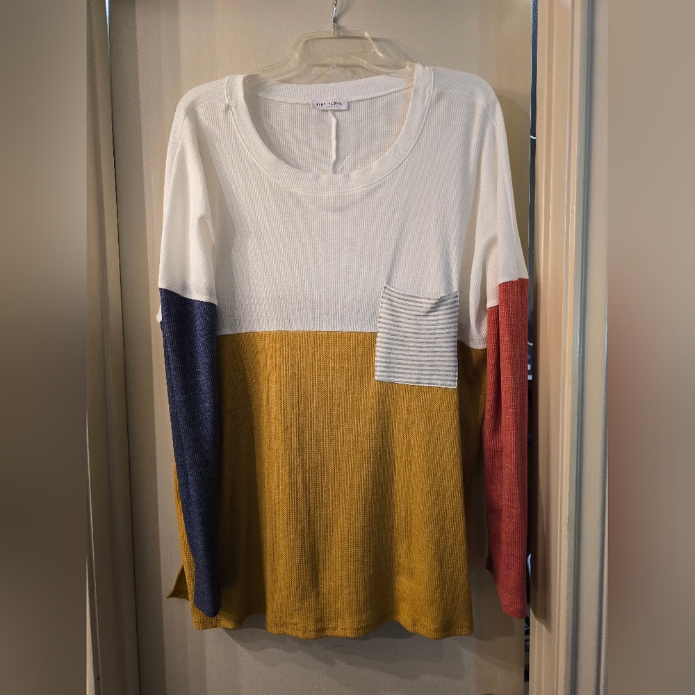 Chic Soul Cream and Yellow Tunic Top